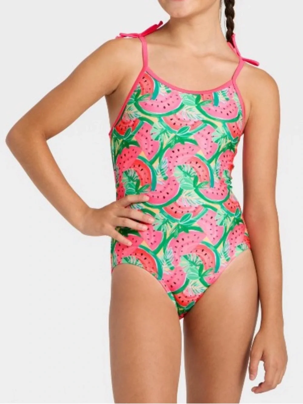 Cat & Jack Girls' Watermelon Toss One Piece Swimsuit - Pink